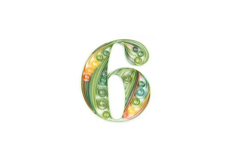 Colorful paper quilling. Number sixの写真素材