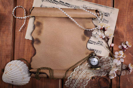 Old paper on the wood background