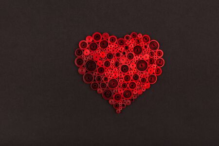 Hand made of paper quilling technique. Valentine's day. Love concept.の写真素材