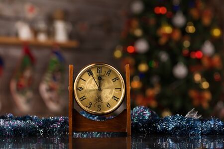New Year decoration on a glass table