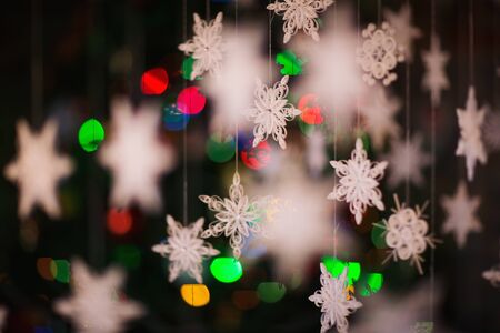 Paper snowflake made with quilling technique - macro details.の写真素材