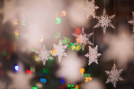 Paper snowflake made with quilling technique - macro details.の写真素材
