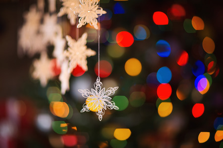 Paper snowflake made with quilling technique - macro details.の写真素材