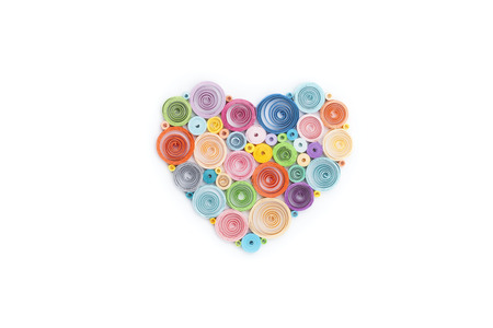 Hand made of paper quilling technique. Valentine's day. Love conceptの写真素材