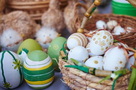 Eggs with ornament on the fair.の写真素材