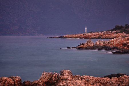 sea, mountains, clouds, stones, mainly cloudy, forestの写真素材