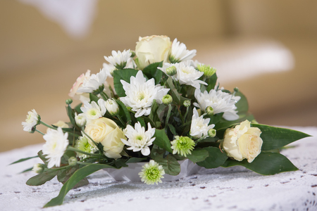 Beautiful white wedding bouquetsの写真素材