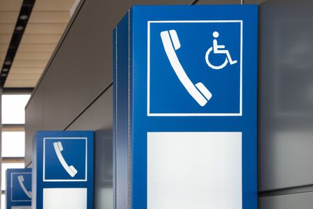 Telephone sign Lightbox in the airportの写真素材