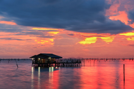 Dark clouds over the sea before storm,Hope concept.の写真素材