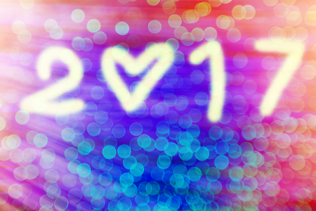 happy new year 2017 with bokeh and lens flare pattern in colorful color style background,Double...