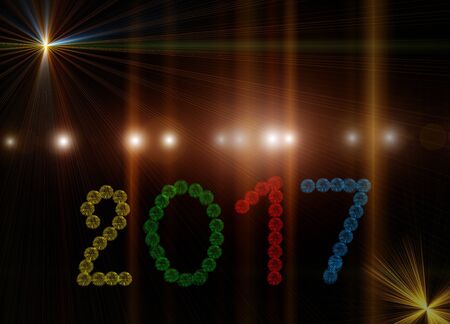 Happy new year 2017 with bokeh and sstar lights background.
