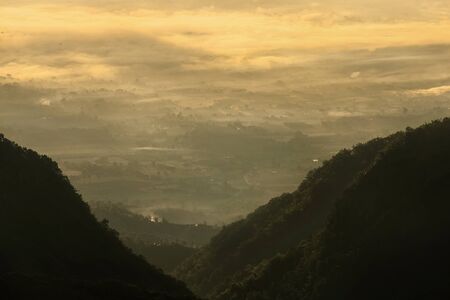 Misty morning in the Doi Ang Khang, Chiang Mai, Thailand.の写真素材