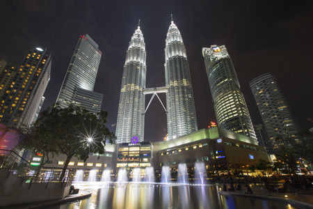Kuala Lumpur, Malaysia - 30 September 2016, KLCC Lake Symphony Colorful Water Fountain Show Times.