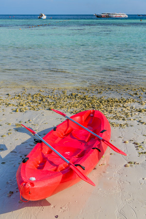 Colorful kayak on tropical beach in Koh Lipe,Satun,Thailandの写真素材