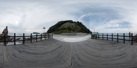 360 degrees spherical panorama of Gubongdo setting sun an observatory in South Korea