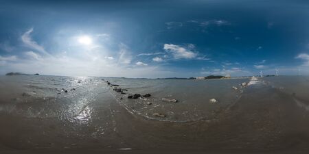 360 degrees spherical panorama of Tando sea road in South Koreaの写真素材