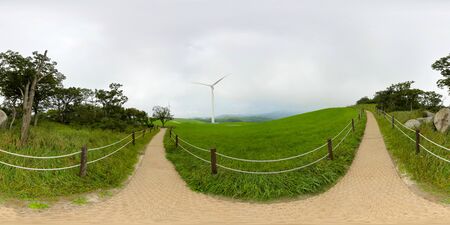 360 degrees spherical panorama of Samyang Ranch where is famous sheep farm ranch.の写真素材