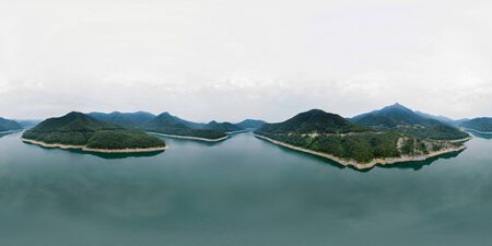 Damyang Lake 360 Aerial Panoramic view of Lake in Damyang. VR content.の写真素材