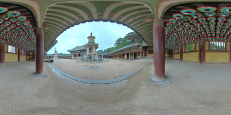 Gyeongju, South Korea 27 August 2019: 360VR Bulguksa Temple. Bulguksa Temple is a representative relic of Buddhist culture from the Silla kingdom.のeditorial素材