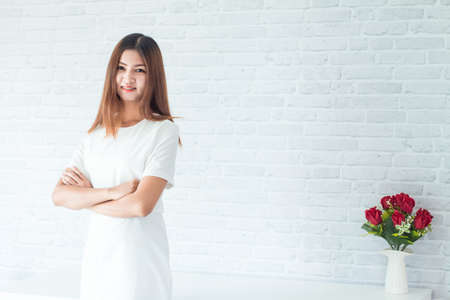 Asian woman with modern business workplaceの写真素材