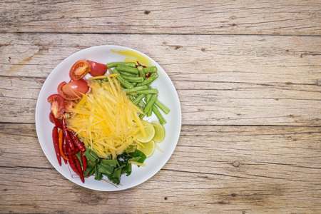 Prepare papaya salad ingredients for Thai food. With spicy tasteの写真素材