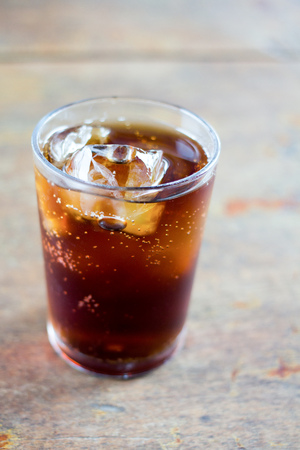 Cold ice cold drinks on wooden floor.の写真素材