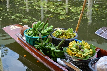 bananas in rowboatの写真素材