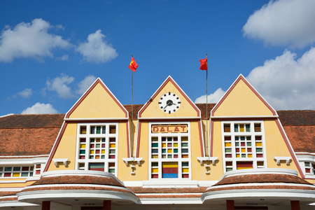 Dalat Old Railway Station, Vietanm. The station is constructed by French from 1932 to 1938 and it is the most still-existed ancient station in Vietnam.のeditorial素材