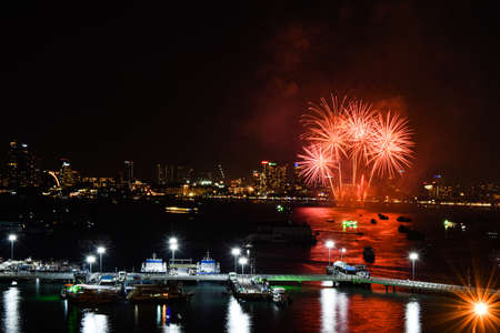 Fireworks Festival in Pattaya 2020, Thailandの写真素材