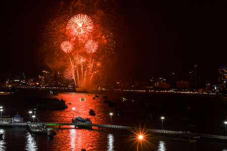 Fireworks Festival in Pattaya 2020, Thailandの写真素材