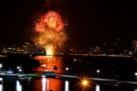 Fireworks Festival in Pattaya 2020, Thailandの写真素材