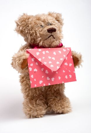 Teddy bear  with letter. Valentine's day themeの写真素材