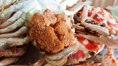close-up boiled crab, seafood の写真素材