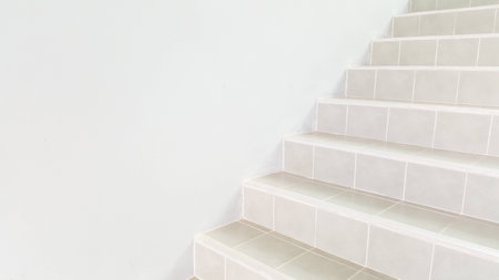 white stairs in buildingの写真素材