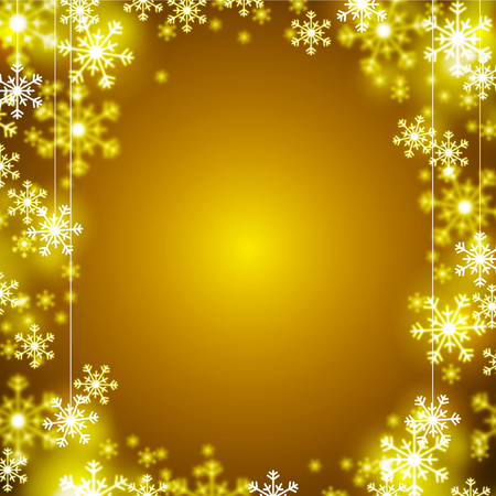Gold Christmas background and snowflakes with space for text.のイラスト素材