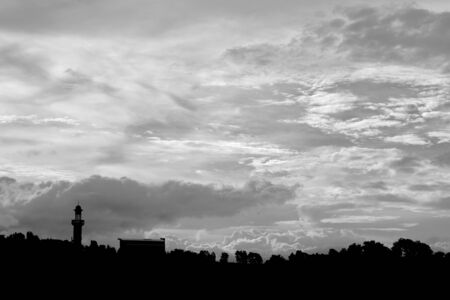 Black and white with high contrasted landscape of countryside.の写真素材