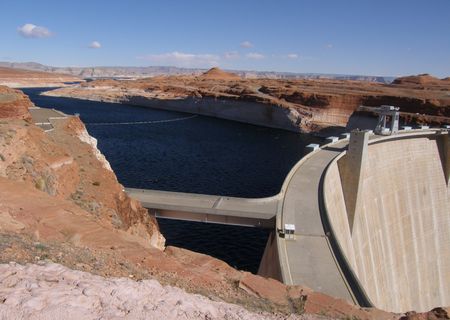 The Construction of this Dam led to the creation of Lake Powel which is made of several lakes linked together.     の写真素材