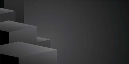 black cubes 3d illustration graphic on dark backgroundのイラスト素材