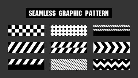 cool street style black and white seamless vector graphic patternのイラスト素材