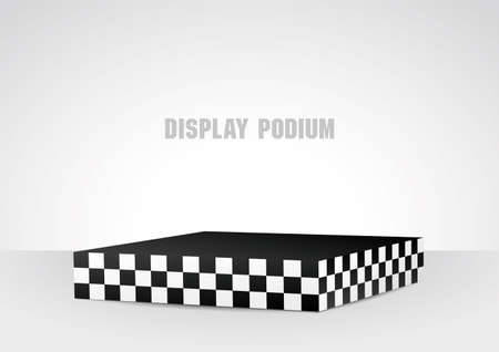 cool street style black and white checkered graphic pattern podium display 3d illustration vectorのイラスト素材