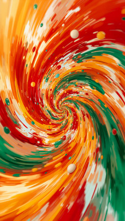 abstract background with a spiral of red, orange and yellow colorsの素材