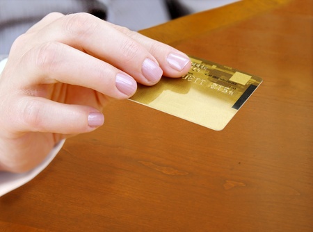 Female hand with credit card の写真素材