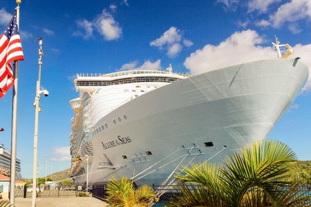 Nassau Bahamas  April 15 2015: Royal Caribbean cruise ship Allure of the Seas  docked at port of Nassau Bahamas on April 15 2015. It's the largest passenger ship ever builtのeditorial素材