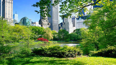 NEW YORK, USA - MAY 07, 2019: Midtown Manhattan skyline from Central Park, New York Cityのeditorial素材