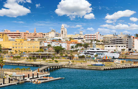 SAN JUAN, PUERTO RICO - MARCH 28, 2019: Coastline of San Juan, Puerto Rico and fortress the Castillo San Felipe del Morro on sunny dayのeditorial素材