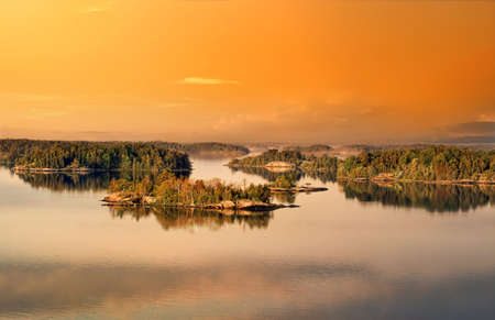 Stockholm Archipelago on the Baltic Sea in the morningの写真素材