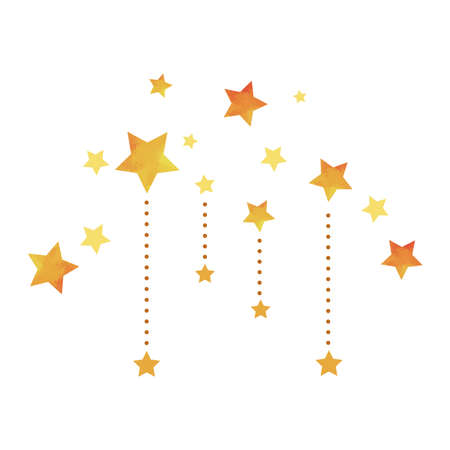 Watercolor illustration of stars, glittering starsのイラスト素材