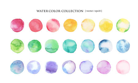 Watercolor round materials. Collection of 21 color palettes (vector)のイラスト素材