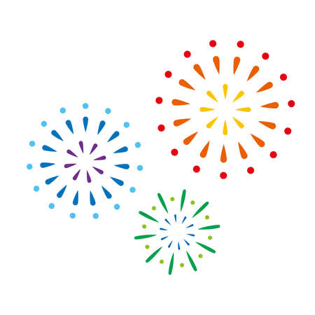 Simple fireworks illustrations, celebrations, summer traditionsのイラスト素材