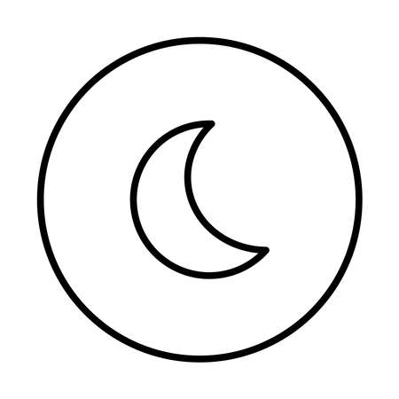Round icon of moon, night sky (line drawing, black)のイラスト素材